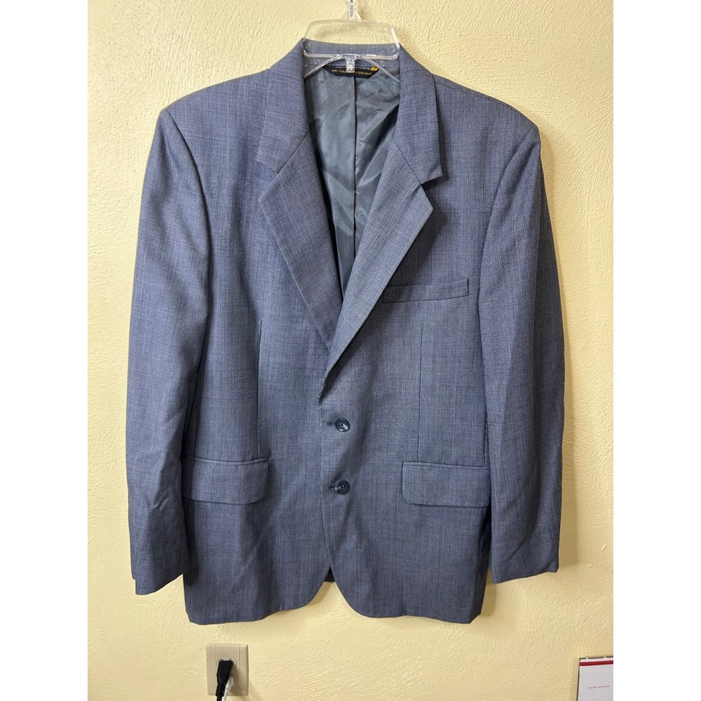 Kingsridge Custom Fabric Blue Grey Two Button Blazer Sport Coat Mens